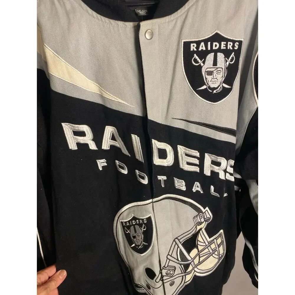 Las Vegas Raiders NFL Jacket 5XL Corduroy Style Black Gray Heavyweight